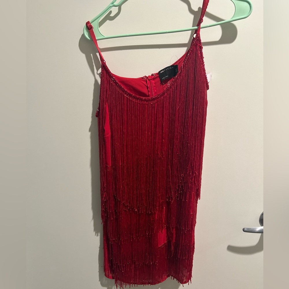 Red ASOS Design Beaded Dress